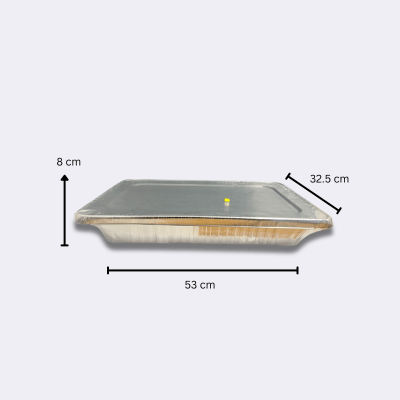 2 Aluminium XX Large Roasting Tins with Foil Lids 52x32 with dimensions