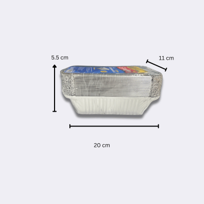 20 Foil Containers With Lids (20x10) with dimensions