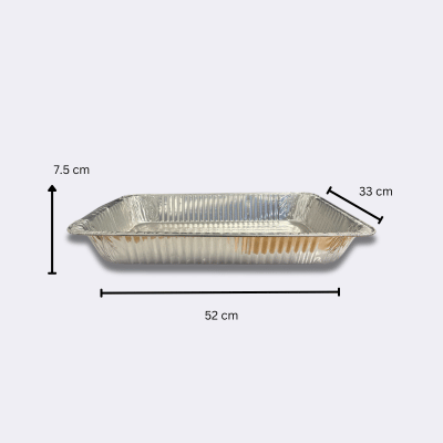 Aluminium Full Size Deep Tray 52x33 with dimensions