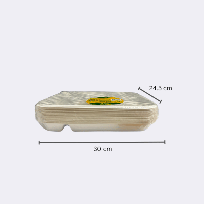 Bioware 5 Compartment Compostable Thali 25 Pcs with dimensions