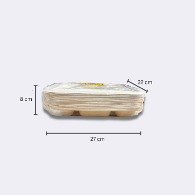 Bioware 6 compartment Plate Pack of 25 with dimensions