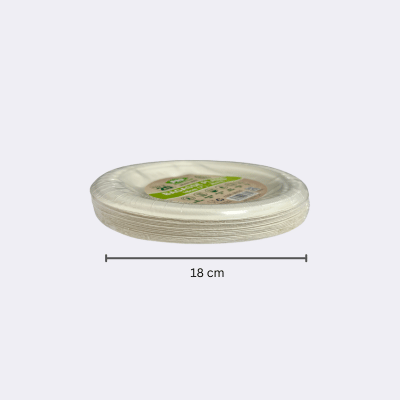 PPS 20 Heavy Duty Bagasse Plates 7'' with dimensions