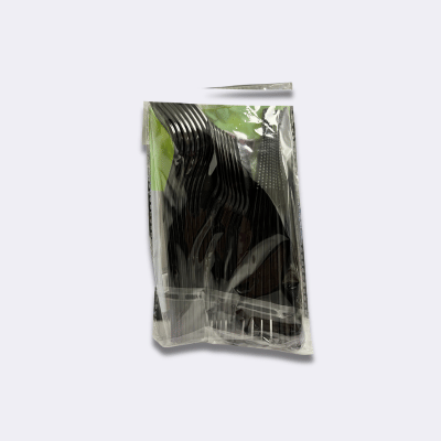 PPS Black Plastic Cutlery Set Pack of 24 b