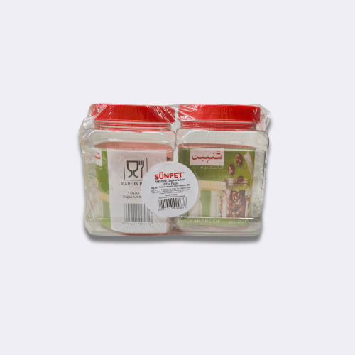 Sunpet 2 Plastic Square Jars 1 Litre