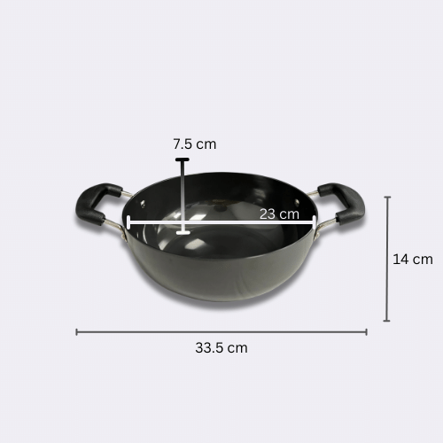 Vinod Black Pearl Kadai with Glass Lid 22 cm