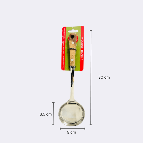 Stainless Steel Sober Serving Ladle 12 With Wooden Handle