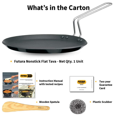 Futura Hard Anodised Flat TavaRotiChapati Tawa 26cm 4.88mm With Plastic Handle