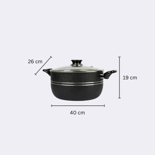 Klassic Non Stick Induction Based Casserole Cooking Pot with Glass Lid 26 cm