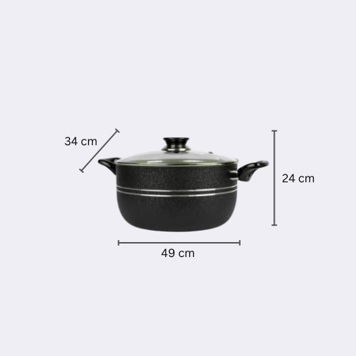 Klassic Non Stick Induction Based Casserole Cooking Pot with Glass Lid 34 cm