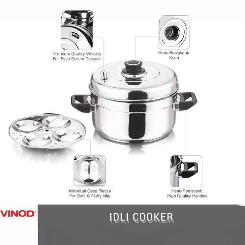 Stainless Steel Cooker With Multilayer Idli Stand With 6 Tier Plate