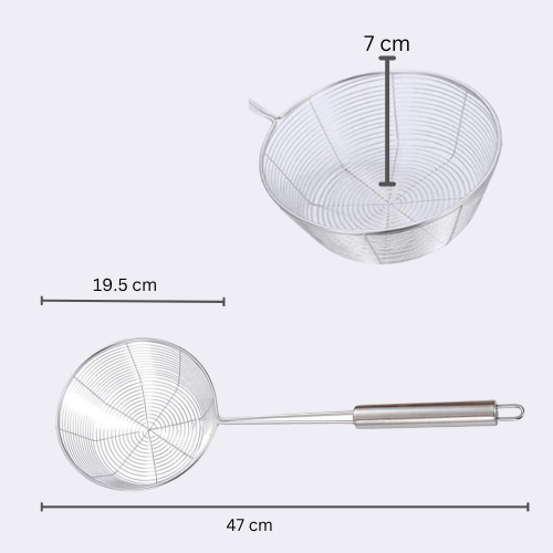 Stainless Steel Spider Strainer with Handle Kitchen Ladle Noodle Strainer 18.5