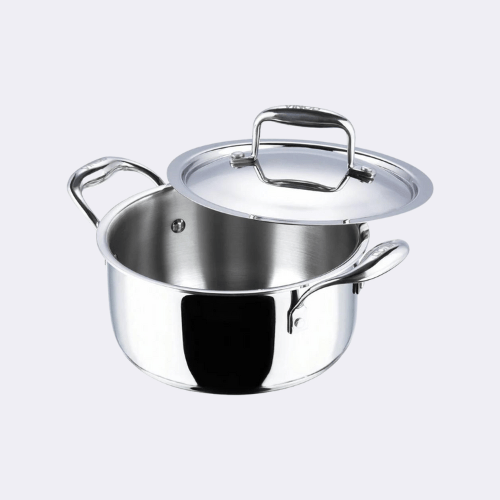 Vinod Platinum Triply Stainless Steel Saucepot With Lid (Induction Friendly) 5 Litres