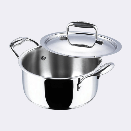 Vinod Platinum Triply Stainless Steel Saucepot With Lid (Induction Friendly) 5 Litres