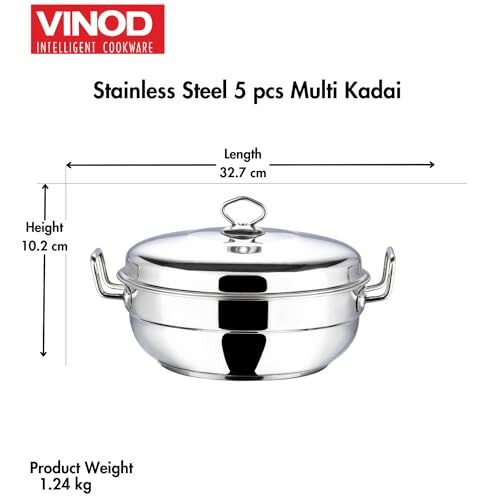 Vinod Stainless Steel Multi Kadai Deluxe 26 cm