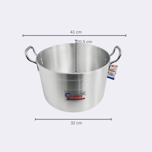 Klassic Casserole Curry Stockpots Aluminium Cooking Pan Saucepan Pot 16.5 Litres 32cm