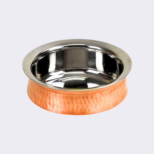 Mastercook Stainless Steel, Traditional Copper Bottom, Cooking Handi Bowl For Serving 650 ml