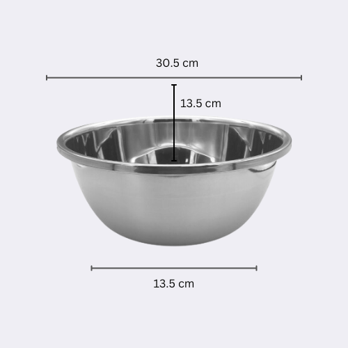 Stainless Steel Salad Mixing, Cake Mixing, Dough Kneading Metal Bowl 30 cm