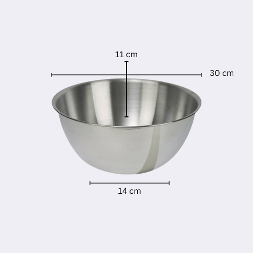 Stainless Steel Salad Mixing, Cake Mixing, Dough Kneading Metal Deep Mixing Bowl 30 cm