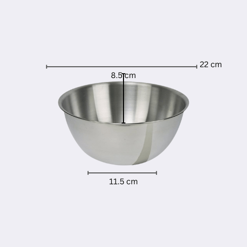 Stainless Steel Salad Mixing, Cake Mixing, Dough Kneading Metal Deep Mixing Bowl With Silicone Base 2 Litre