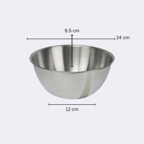 Stainless Steel Salad Mixing, Cake Mixing, Dough Kneading Metal Deep Mixing Bowl With Silicone Base 2.5 Litre