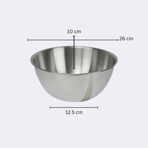 Stainless Steel Salad Mixing, Cake Mixing, Dough Kneading Metal Deep Mixing Bowl With Silicone Base 3 Litre