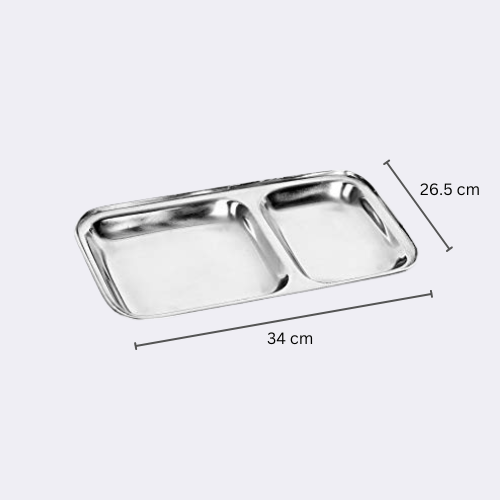 Stainless Steel Tikki Plate With 2 Compartment.