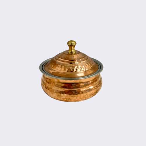Stainless Steel, Traditional Copper Bottom, Cooking Handi Bowl For Serving With Lid 600 ml