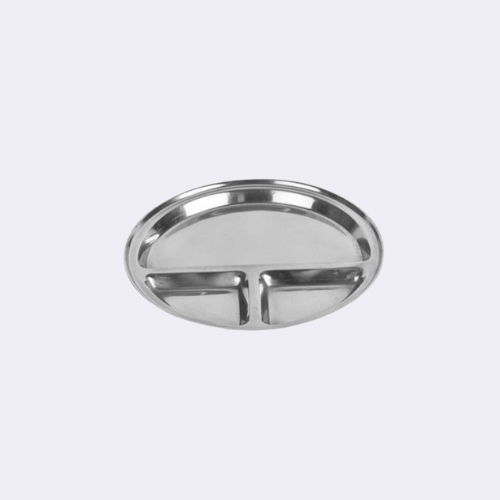 Steel Plate Round 3 Compartment Plate Thali 30 cm